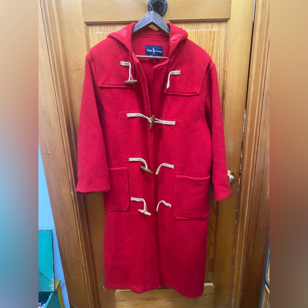 Womens vintage Ralph Lauren red wool duffle toggle coat medium